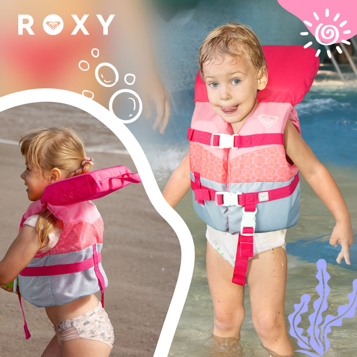 ROXY Infant Life Vest USCG Approved with Quick-Release Buckles & Leg Strap, Upright Flotation for Fishing, Boating & Kayaking