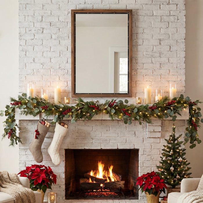Rustic Rectangle Distressed Wood Wall Mirror
