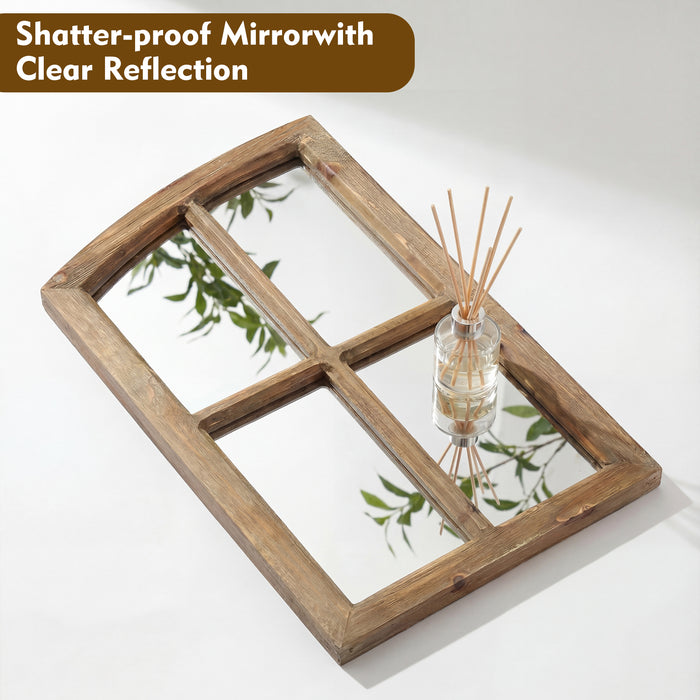 Farmhouse Arch Wood Window Pane Mirror(Set of 2)