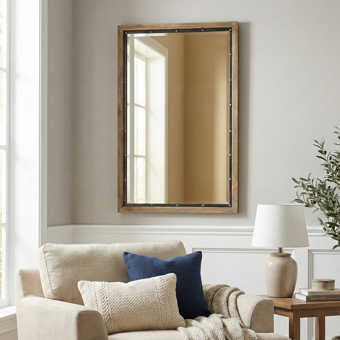 Rustic Rectangle Distressed Wood Wall Mirror