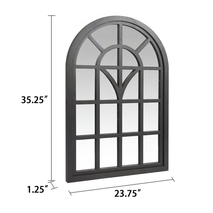 RiteSune Arched Window Wall Mirror, Black Decorative Mirror with Window Pane, Farmhouse Accent Mirror for Entryway, Living Room, Bedroom, Bathroom, 24" x 34"H