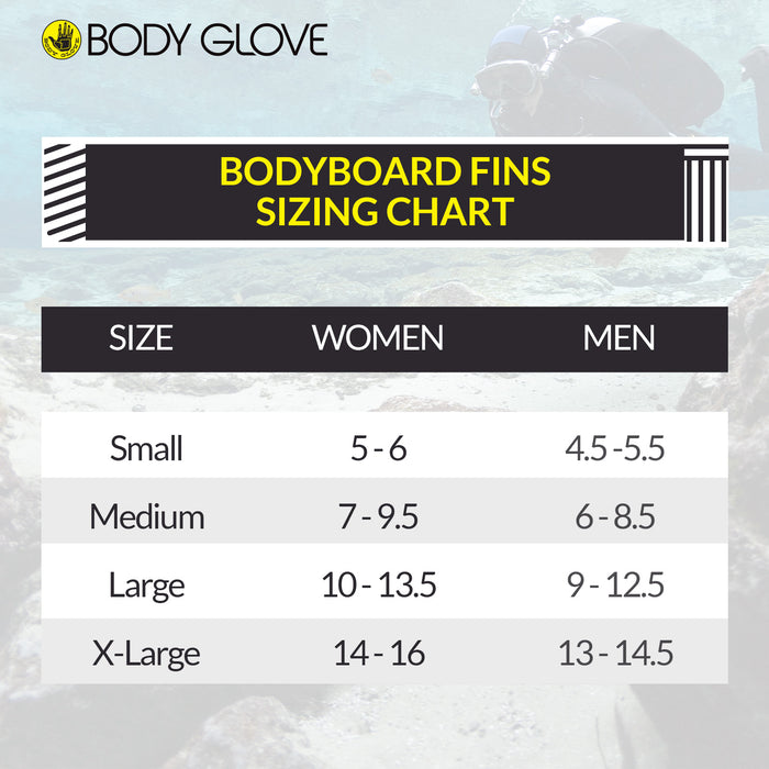 Body Glove Swim Fins - Natural Rubber Bodyboard Fins for Men and Women, ULC Approval
