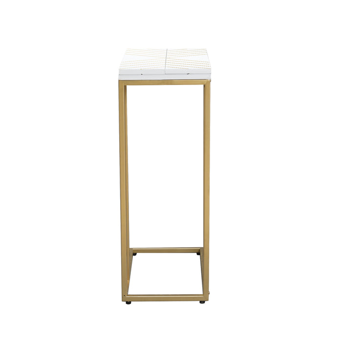 C Shaped End Table, Small Side Tables for Sofa Bed, Couch