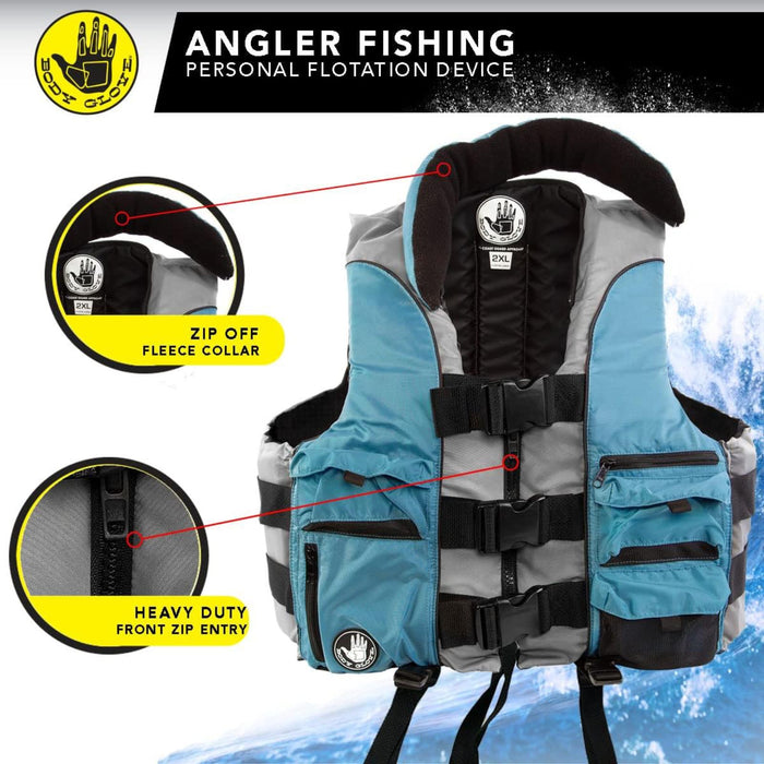 Body Glove Angler Fit Unisex Adult Life Jacket Nylon Fishing Life Jacket