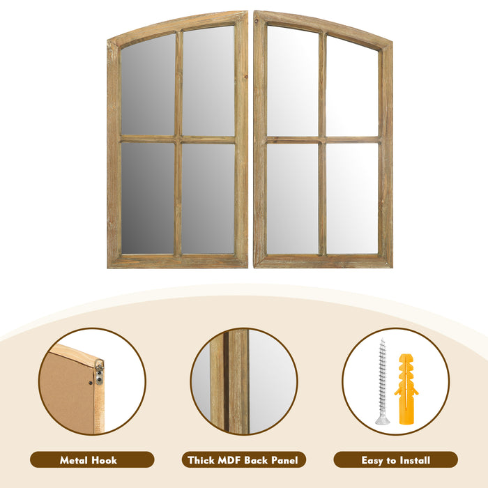 Farmhouse Arch Wood Window Pane Mirror(Set of 2)
