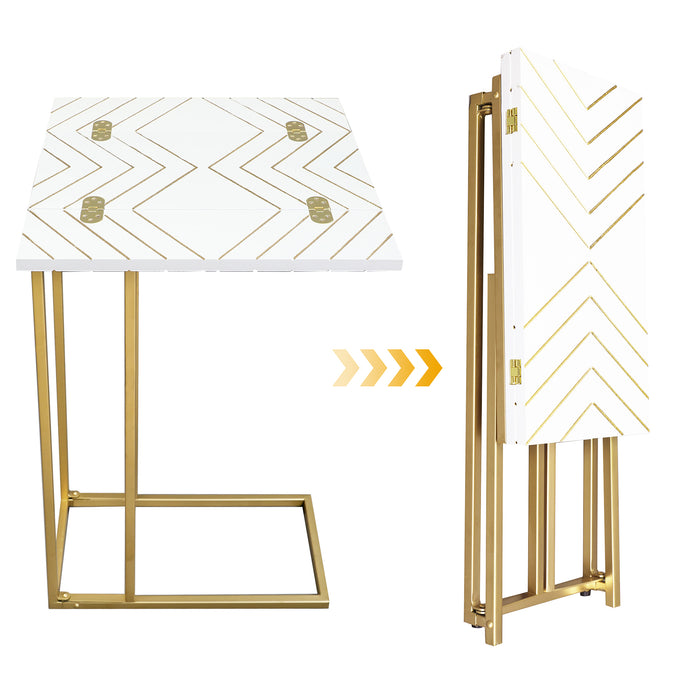C Shaped End Table, Small Side Tables for Sofa Bed, Couch