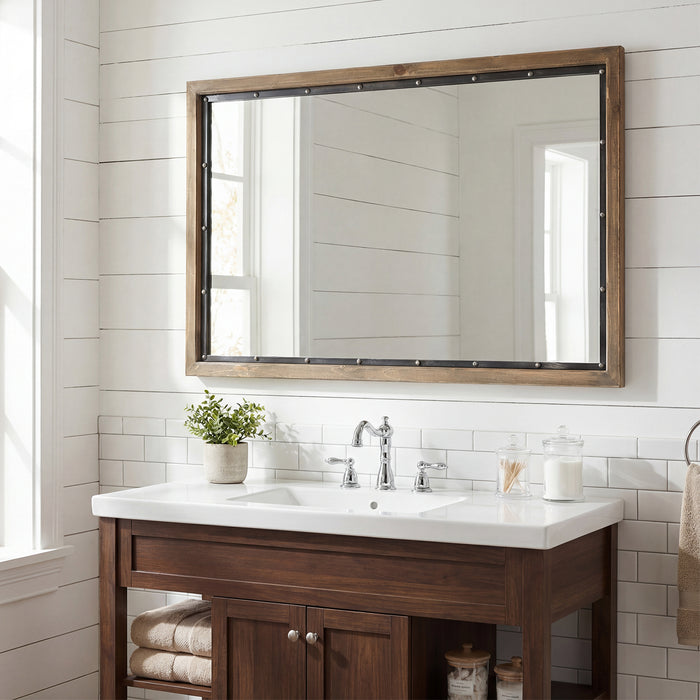 Rustic Rectangle Distressed Wood Wall Mirror