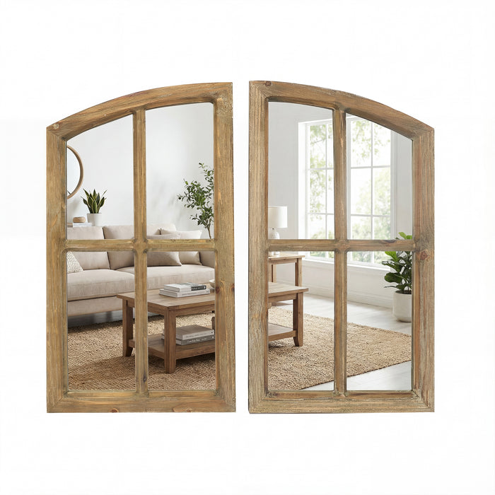 Farmhouse Arch Wood Window Pane Mirror(Set of 2)