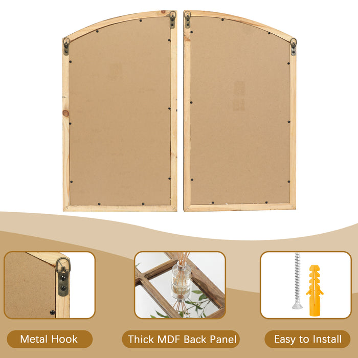 Farmhouse Arch Wood Window Pane Mirror(Set of 2)
