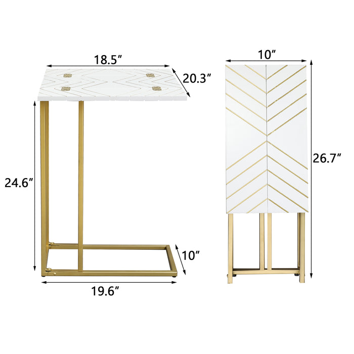 C Shaped End Table, Small Side Tables for Sofa Bed, Couch
