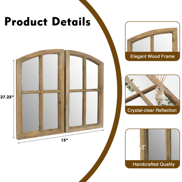 Farmhouse Arch Wood Window Pane Mirror(Set of 2)