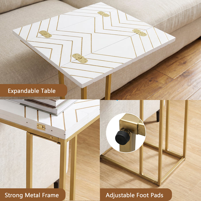 C Shaped End Table, Small Side Tables for Sofa Bed, Couch