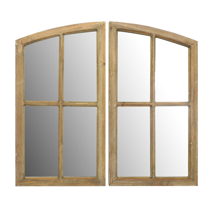 Farmhouse Arch Wood Window Pane Mirror(Set of 2)