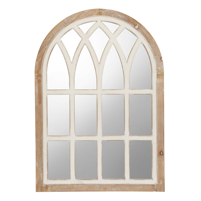 Farmhouse Window Pane Mirror, Large Decorative White Wall Mirror for Living Room Kitchen Entryway, 24 L x 34,Brown