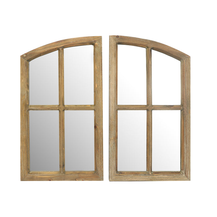 Farmhouse Arch Wood Window Pane Mirror(Set of 2)
