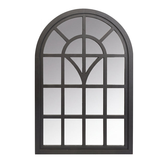 RiteSune Arched Window Wall Mirror, Black Decorative Mirror with Window Pane, Farmhouse Accent Mirror for Entryway, Living Room, Bedroom, Bathroom, 24" x 34"H