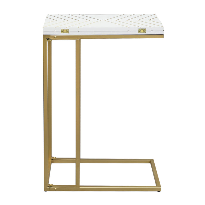 C Shaped End Table, Small Side Tables for Sofa Bed, Couch