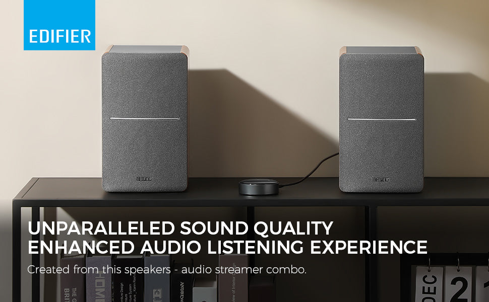 Edifier R1280t Sound System Edifier R1280T Powered Bookshelf Speakers with WiiM Mini Wi-Fi Audio S ...