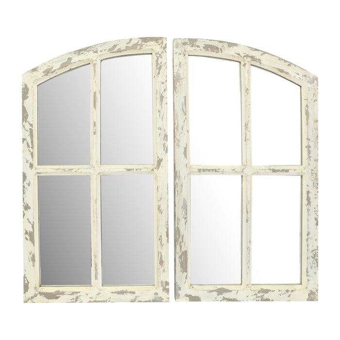 Farmhouse Arch Wood Window Pane Mirror(Set of 2)