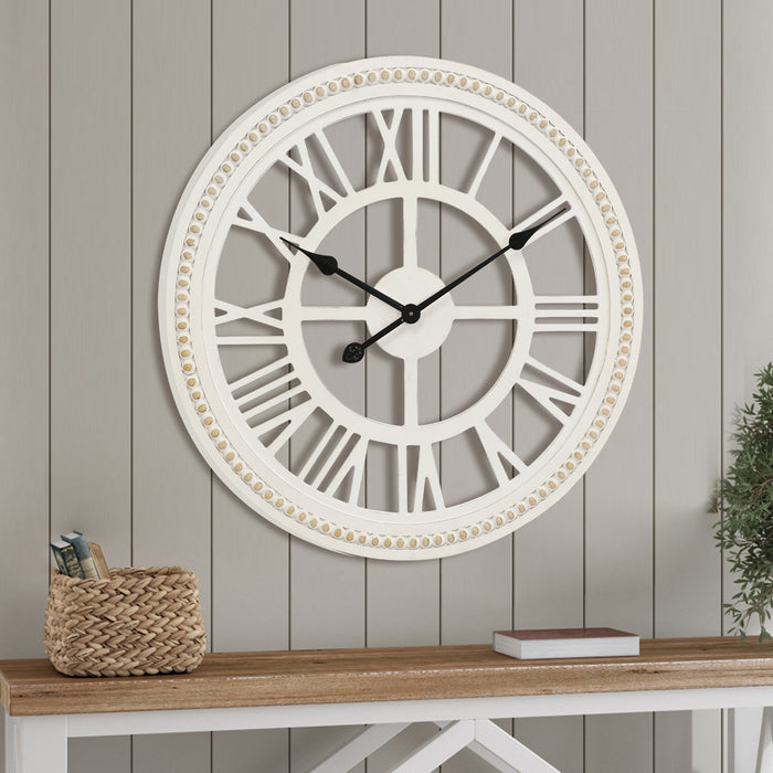 24 inch Wood Beading Decor Wall Clock