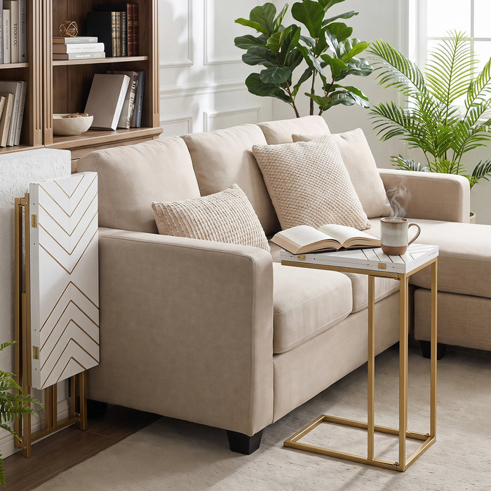 C Shaped End Table, Small Side Tables for Sofa Bed, Couch