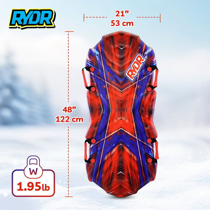 RYDR 48 Inch Snow Sled with EPS Foam Core HDPE Bottom XPE Top - Red