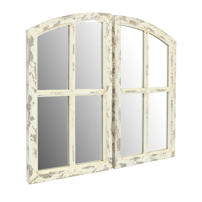 Farmhouse Arch Wood Window Pane Mirror(Set of 2)