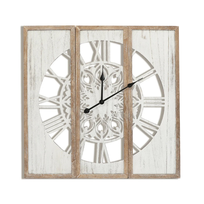 30 inch Farmhouse Wall Clock Triptych Panel Wooden Wall Clock
