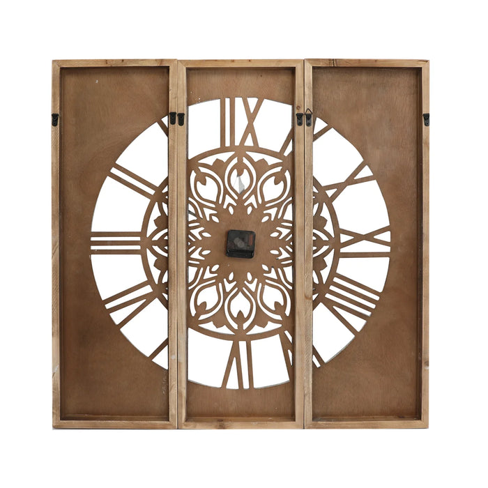 30 inch Farmhouse Wall Clock Triptych Panel Wooden Wall Clock