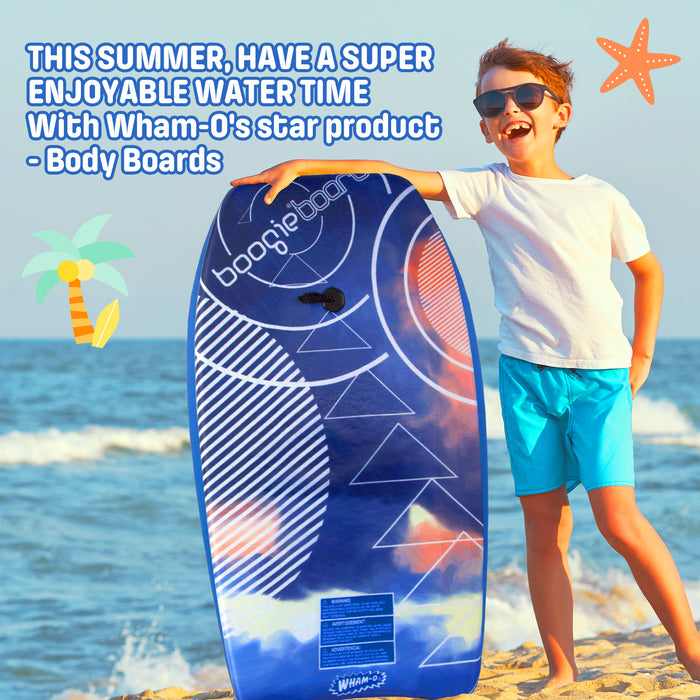 Wham-O 33" Body Board for Beach, Lightweight Boogie Boards with EPS Core, Fiber Clad Bodyboard with Wrist Leash for Kids Teens Adults