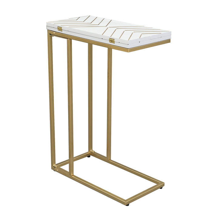 C Shaped End Table, Small Side Tables for Sofa Bed, Couch