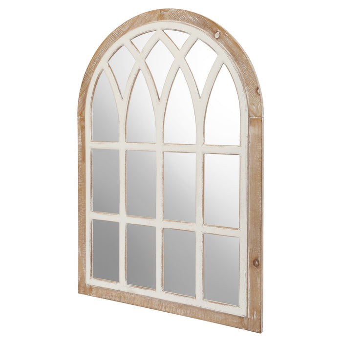 Farmhouse Window Pane Mirror, Large Decorative White Wall Mirror for Living Room Kitchen Entryway, 24 L x 34,Brown