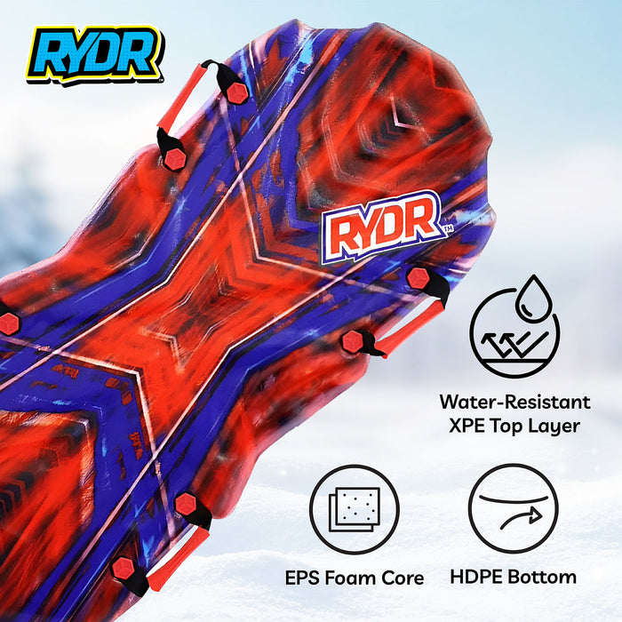 RYDR 48 Inch Snow Sled with EPS Foam Core HDPE Bottom XPE Top - Red