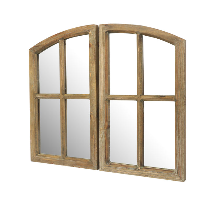 Farmhouse Arch Wood Window Pane Mirror(Set of 2)