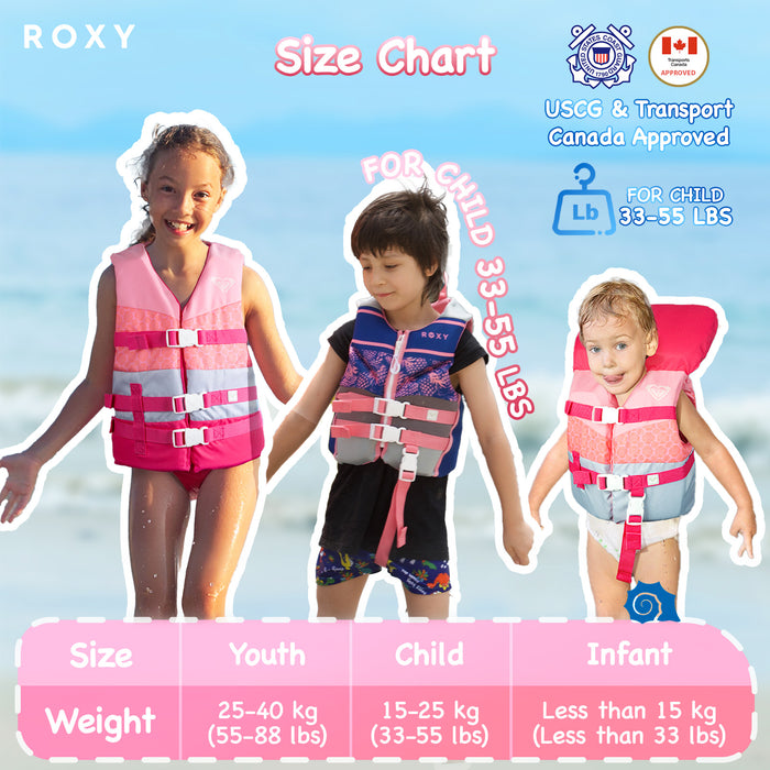 ROXY CGA Vest PFD for Children 33-55lbs, Boating, Kayaking & Fishing