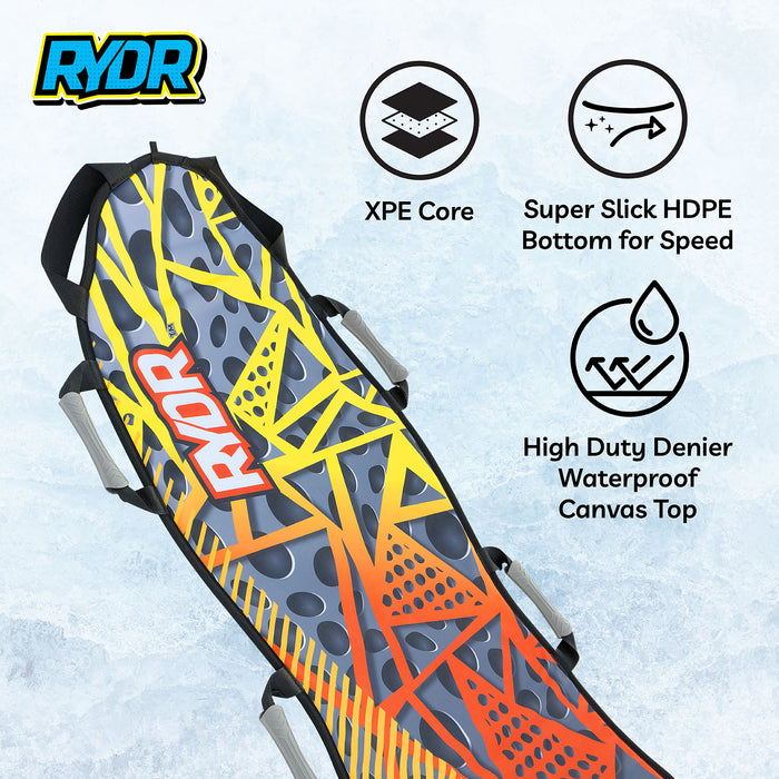 RYDR 45 Inch Snow Mat, Roll Up Single Rider Snow Sled for Kids Adults