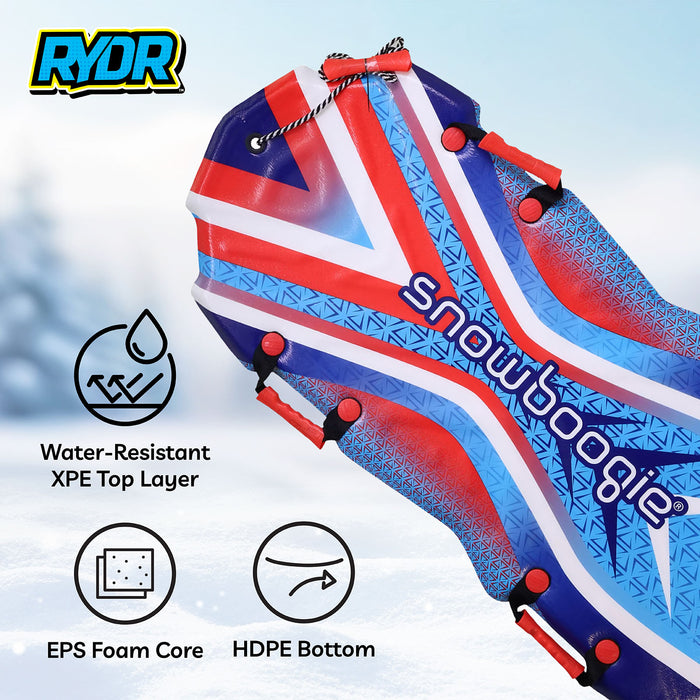 RYDR 48 Inch 2 Person Snow Sled with EPS Foam Core HDPE Bottom for Kids Adults