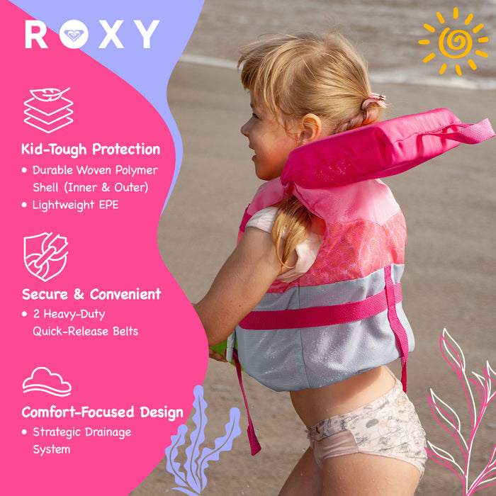 ROXY Infant Life Vest USCG Approved with Quick-Release Buckles & Leg Strap, Upright Flotation for Fishing, Boating & Kayaking
