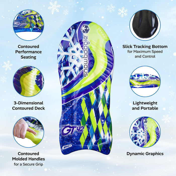 Wham-O Snowboogie 42-inch Single Rider Snow Sled for Kids Adults - Blue/Yellow