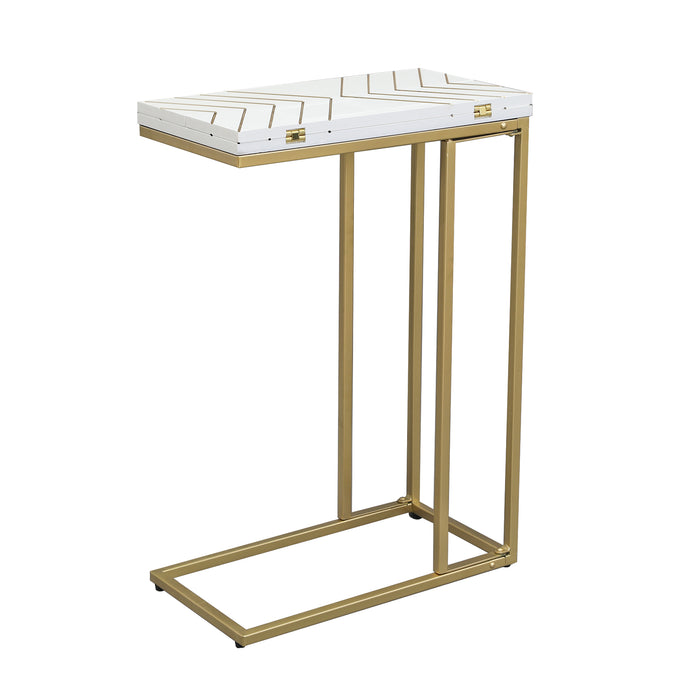 C Shaped End Table, Small Side Tables for Sofa Bed, Couch