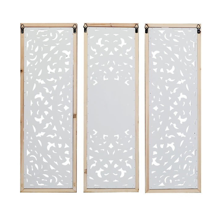 RiteSune Farmhouse Wall Sculpture Carved Wood Wall Art Decor, 3 Panel Floral Rustic Wooden Frame Hanging Wall Décor for Living Room Bedroom Entryway Hallway, 30" x 30"