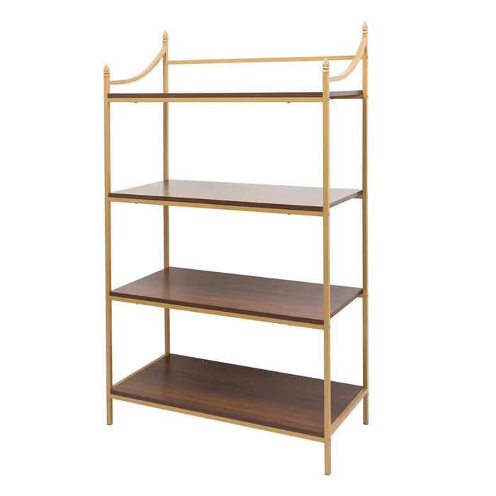 4 Tiers Bookcase with Metal Frame, 56.75" X 33.25"