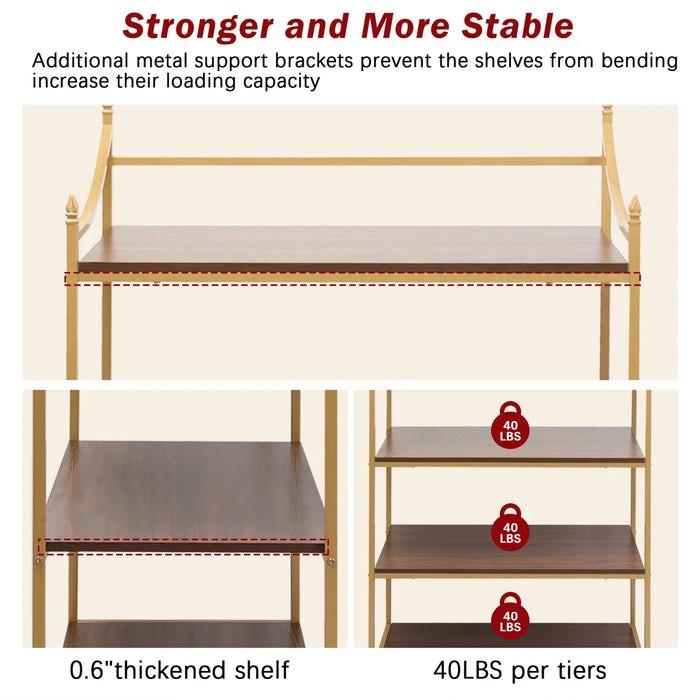 4 Tiers Bookcase with Metal Frame, 56.75" X 33.25"