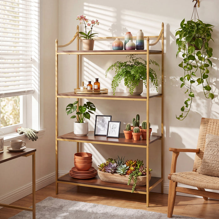 4 Tiers Bookcase with Metal Frame
