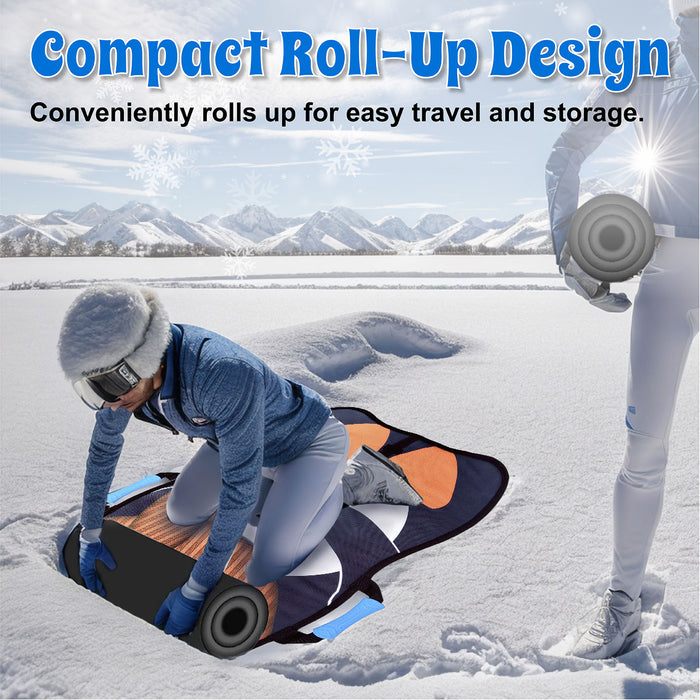 RYDR Snow Sled (Penguin) - 36 inch Single Rider Roll Up Character Winter Snow Mat