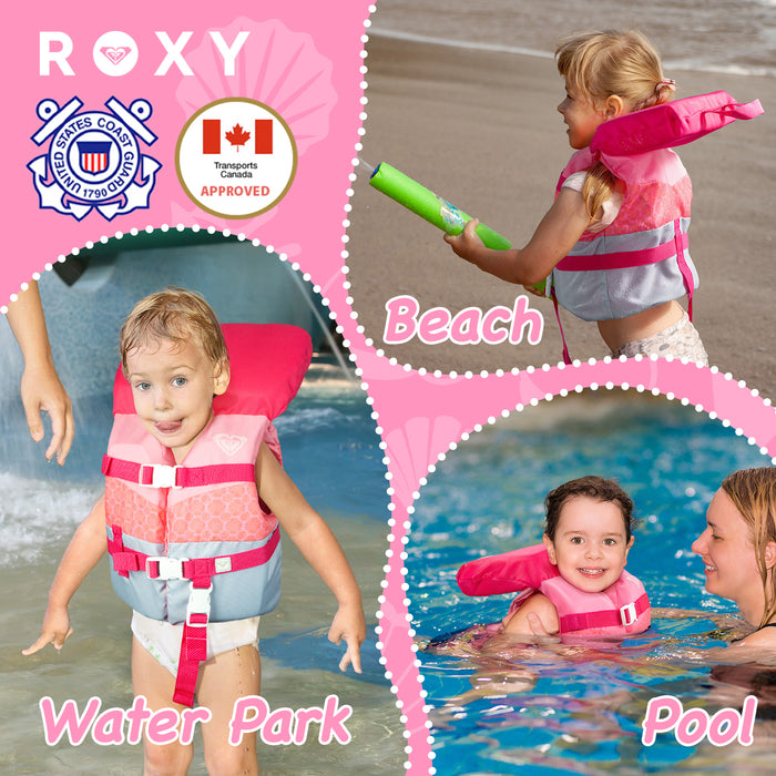 ROXY Infant Life Vest USCG Approved with Quick-Release Buckles & Leg Strap, Upright Flotation for Fishing, Boating & Kayaking