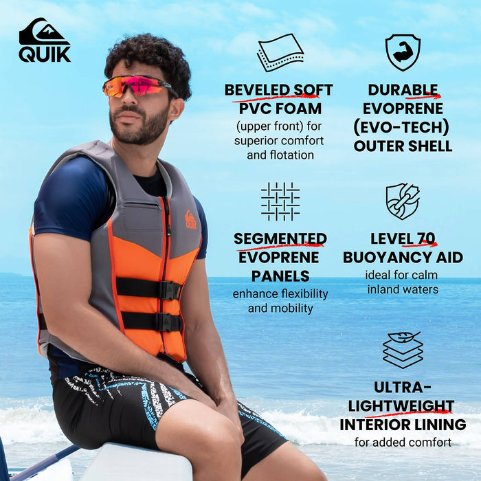 QUIKSILVER Men's Life Vest, USCG Transport Canada Approved Life Jacket