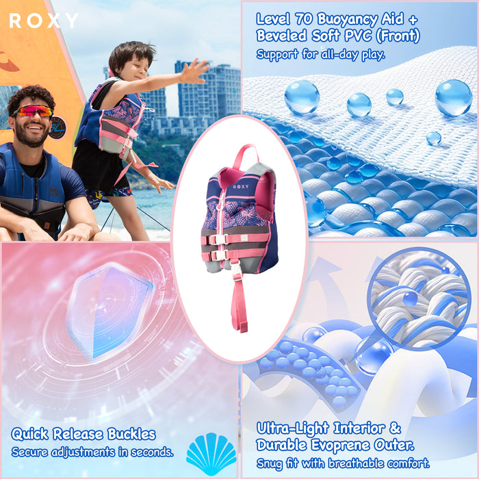 ROXY CGA Vest PFD for Children 33-55lbs, Boating, Kayaking & Fishing