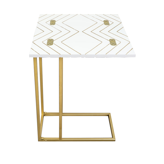 C Shaped End Table, Small Side Tables for Sofa Bed, Couch
