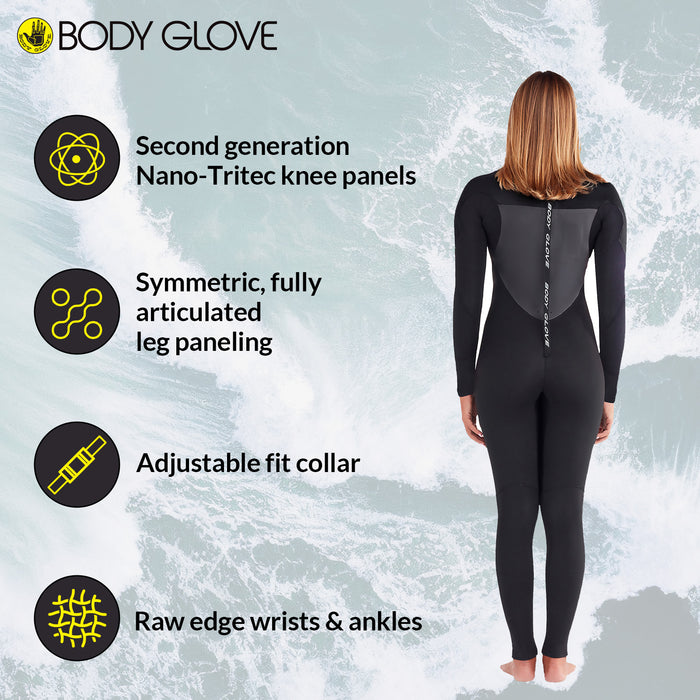Body Glove EOS 3/2mm 5/6 Size Back-Zip Women's Fullsuit - Black, ULC Approval
